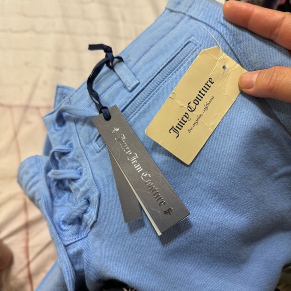 JUICY COUTURE Skinny Jeans powder Blue Lace-Up women’s denim ankle pants NWT - Picture 2 of 15